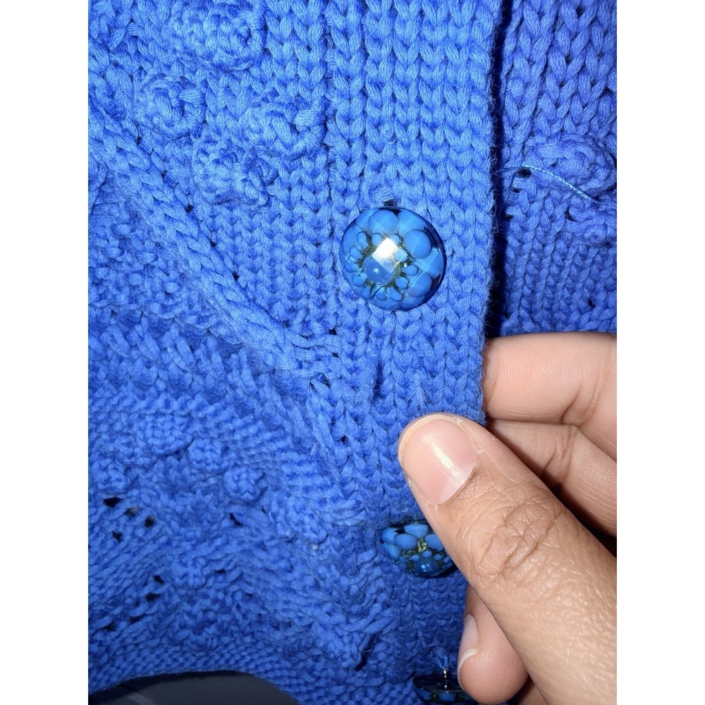 Anthropologie Heartloom Women's Sweater Size Small Blue‎ Flower Buttons - Picture 7 of 7
